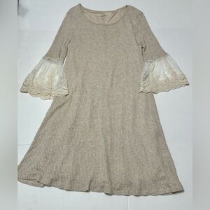 Alya Francesca’s Medium Beige Knit Midi Dress with Lace Half Sleeves